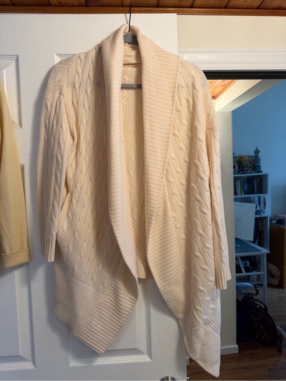 Ralph Lauren Cream Cable-Knit Shawl Collar Cardigan